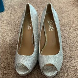 Silver open toe high heels